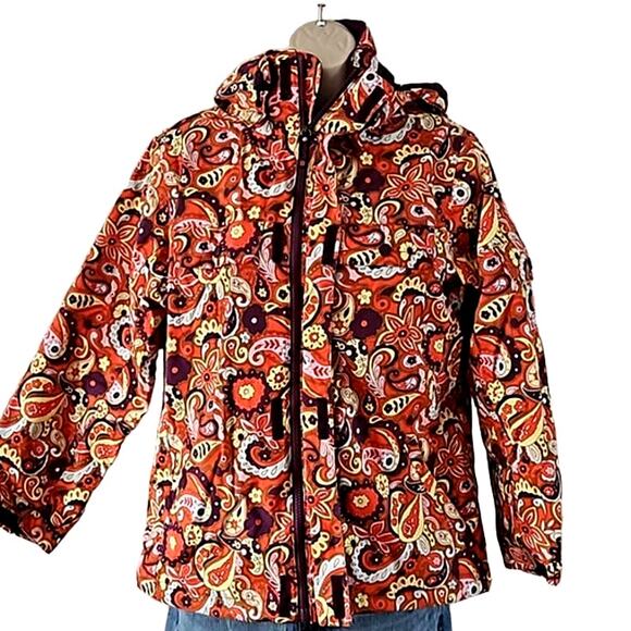 Burton Kids Snowboarding Jacket XL Multicolor Paisley Print Hooded Winter Coat